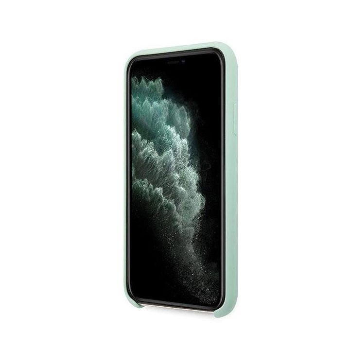 Guess GUHCN65LSLMGG iPhone 11 Pro Max žalias/žalias deklas Silikono derliaus aukso logotipas