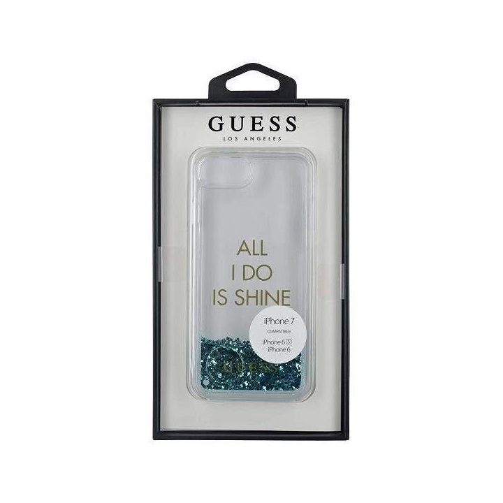 Guess GUHCP7GLUQBL iPhone 6/7/8 /SE 2020 / SE 2022 mėlynos/mėlynos spalvos deklas Liquid Glitter Party