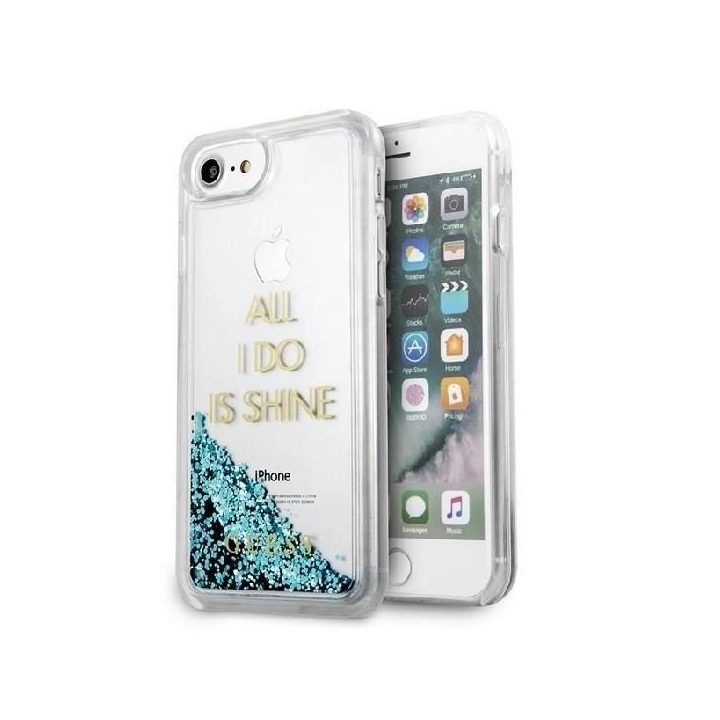 Guess GUHCP7GLUQBL iPhone 6/7/8 /SE 2020 / SE 2022 mėlynos/mėlynos spalvos deklas Liquid Glitter Party