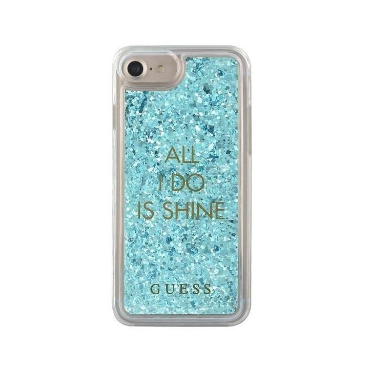 Guess GUHCP7GLUQBL iPhone 6/7/8 /SE 2020 / SE 2022 mėlynos/mėlynos spalvos deklas Liquid Glitter Party
