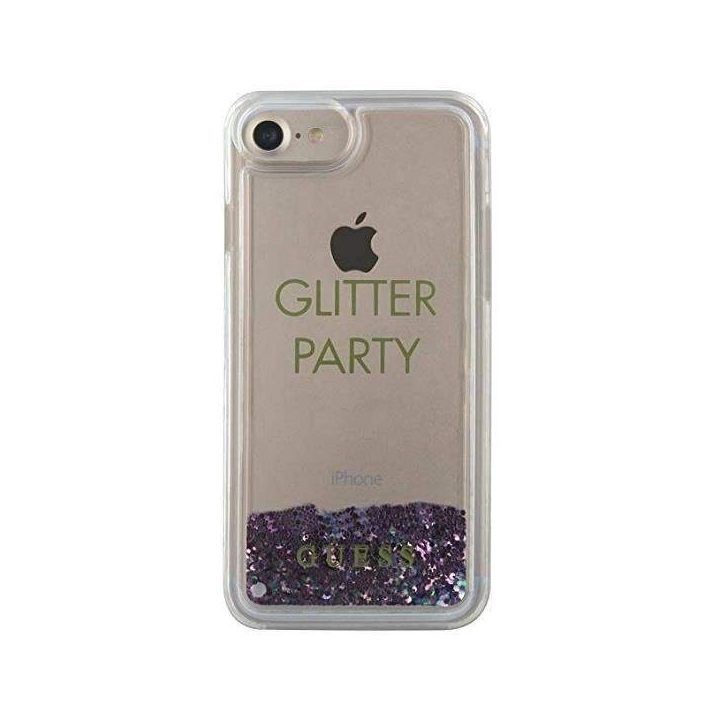 Guess GUHCP7GLUQPU iPhone 6/7/8 /SE 2020 / SE 2022 violetinės/violetinės spalvos deklas Liquid Glitter Party