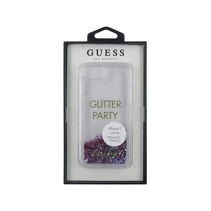 Guess GUHCP7GLUQPU iPhone 6/7/8 /SE 2020 / SE 2022 violetinės/violetinės spalvos deklas Liquid Glitter Party