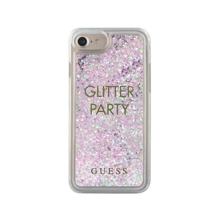 Guess GUHCP7GLUQPU iPhone 6/7/8 /SE 2020 / SE 2022 violetinės/violetinės spalvos deklas Liquid Glitter Party