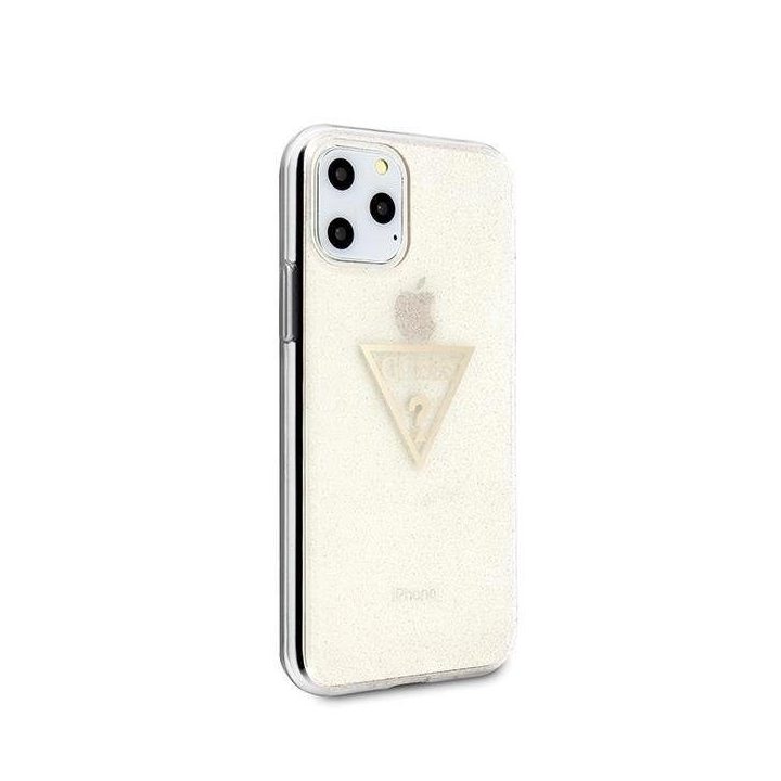 Guess GUHCN58SGTLGO iPhone 11 Pro aukso/aukso spalvos deklas Glitter Triangle