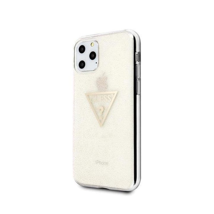 Guess GUHCN58SGTLGO iPhone 11 Pro aukso/aukso spalvos deklas Glitter Triangle