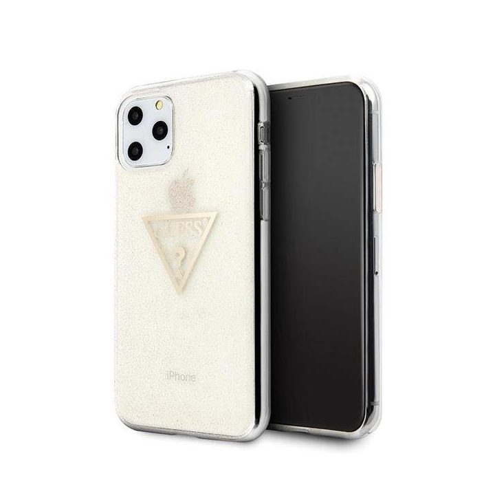Guess GUHCN58SGTLGO iPhone 11 Pro aukso/aukso spalvos deklas Glitter Triangle
