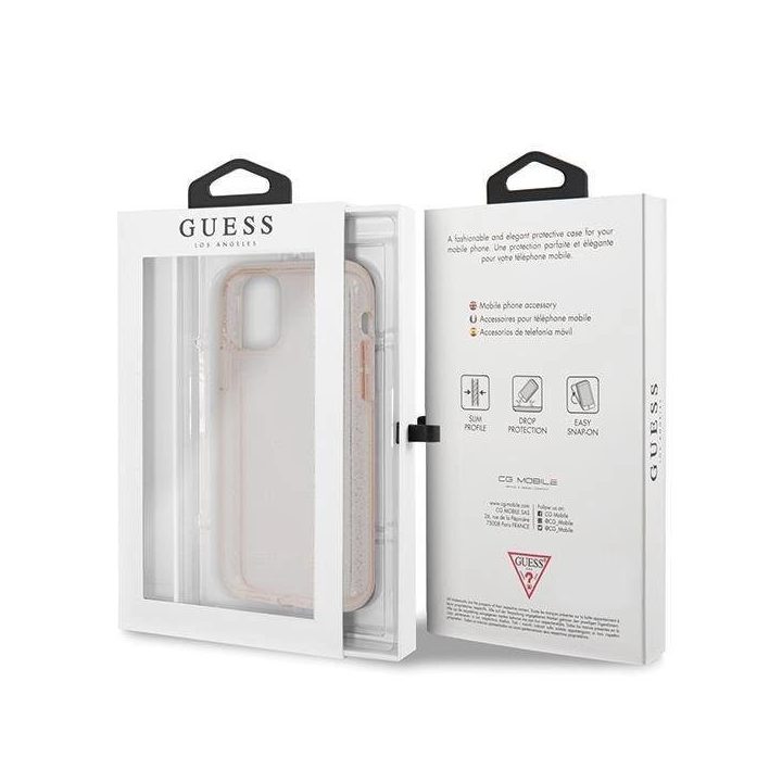 Guess GUHCN65PCGLPI iPhone 11 Pro Max rožinės/rožinės spalvos deklas Glitter