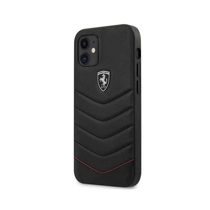 Ferrari FEHQUHCP12SBK iPhone 12 mini 5,4 juodos/juodos spalvos deklas Off Track Quilted