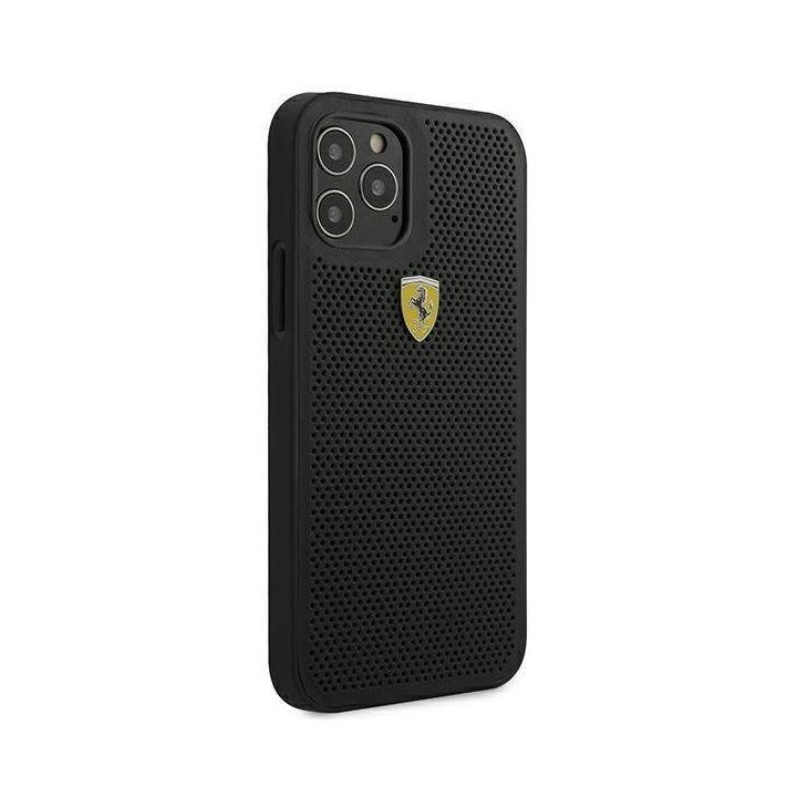 Ferrari FESPEHCP12LBK iPhone 12 Pro Max 6,7 juodos/juodos spalvos deklas On Track Perforated