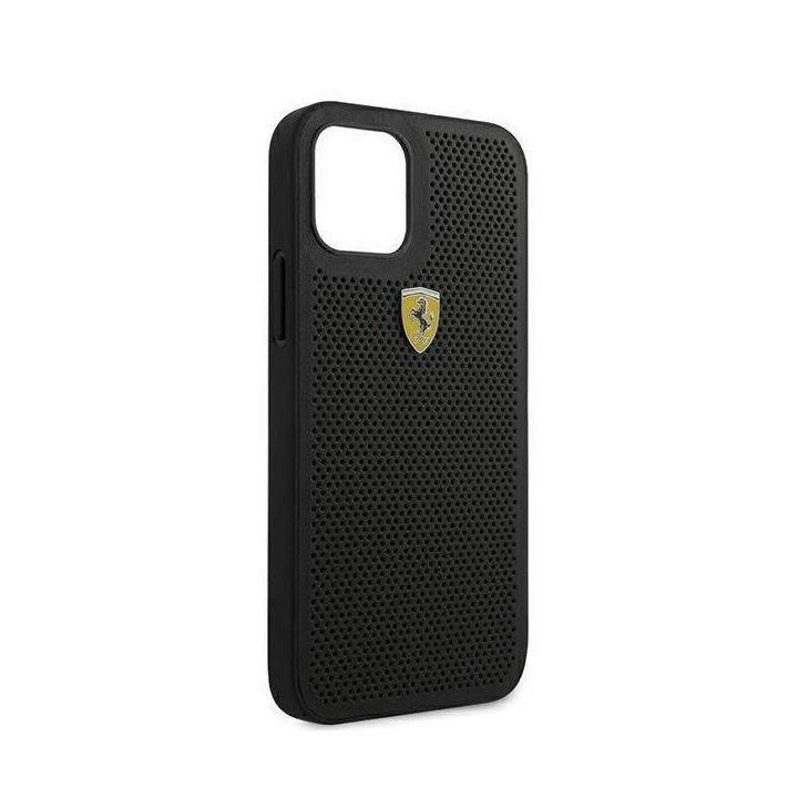 Ferrari FESPEHCP12LBK iPhone 12 Pro Max 6,7 juodos/juodos spalvos deklas On Track Perforated