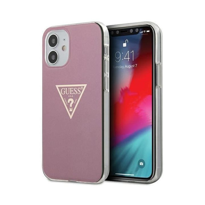 Guess GUHCP12SPCUMPTPI iPhone 12 mini 5,4 rožinės/rožinės spalvos deklas Metallic Collection