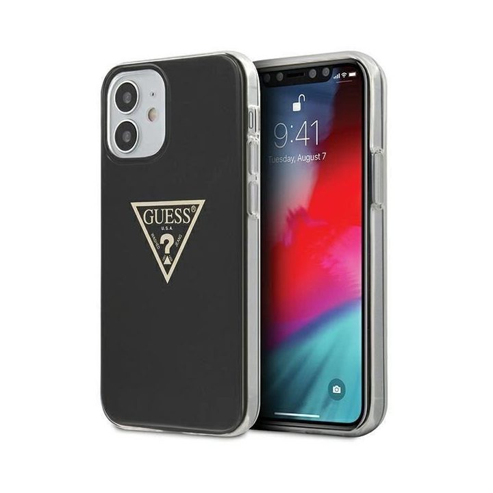 Guess GUHCP12SPCUMPTBK iPhone 12 mini 5,4 juodos/juodos spalvos deklas Metallic Collection