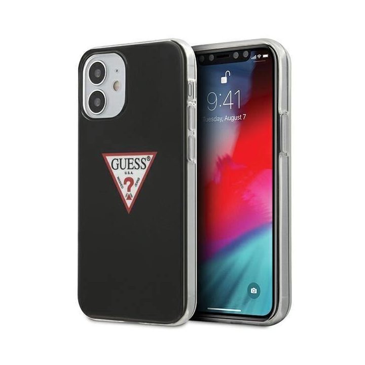 Guess GUHCP12SPCUCTLBK iPhone 12 mini 5,4 juodas/juodas deklas Triangle Collection