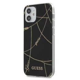 Guess GUHCP12SPCUCHBK iPhone 12 mini 5,4 juodos/juodos spalvos deklas Gold Chain Collection