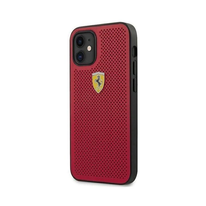 Ferrari FESPEHCP12SRE iPhone 12 mini 5,4 raudonos/raudonos spalvos deklas On Track Perforated