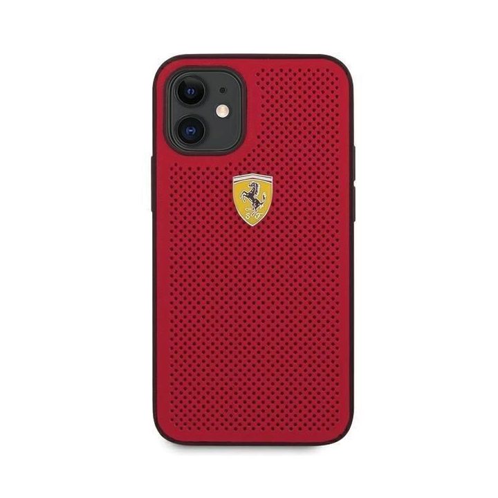Ferrari FESPEHCP12SRE iPhone 12 mini 5,4 raudonos/raudonos spalvos deklas On Track Perforated