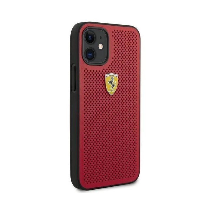 Ferrari FESPEHCP12SRE iPhone 12 mini 5,4 raudonos/raudonos spalvos deklas On Track Perforated
