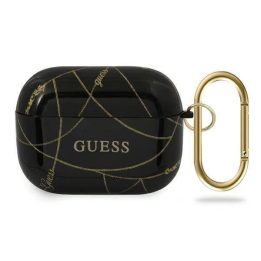 Guess GUACAPTPUCHBK AirPods Pro dangtelis juodas/juodas Auksinė grandinėlė