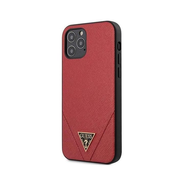 Guess GUHCP12LVSATMLRE iPhone 12 Pro Max 6,7 raudonas/raudonas deklas Saffiano