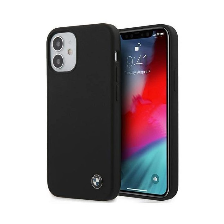 Dėklas BMW BMHCP12SSILBK iPhone 12 mini 5,4 juodos/juodos spalvos deklas Silikoninis parašas