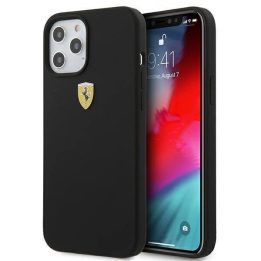 Ferrari FESSIHCP12LBK iPhone 12 Pro Max 6,7 juodos/juodos spalvos deklas On Track Silicone