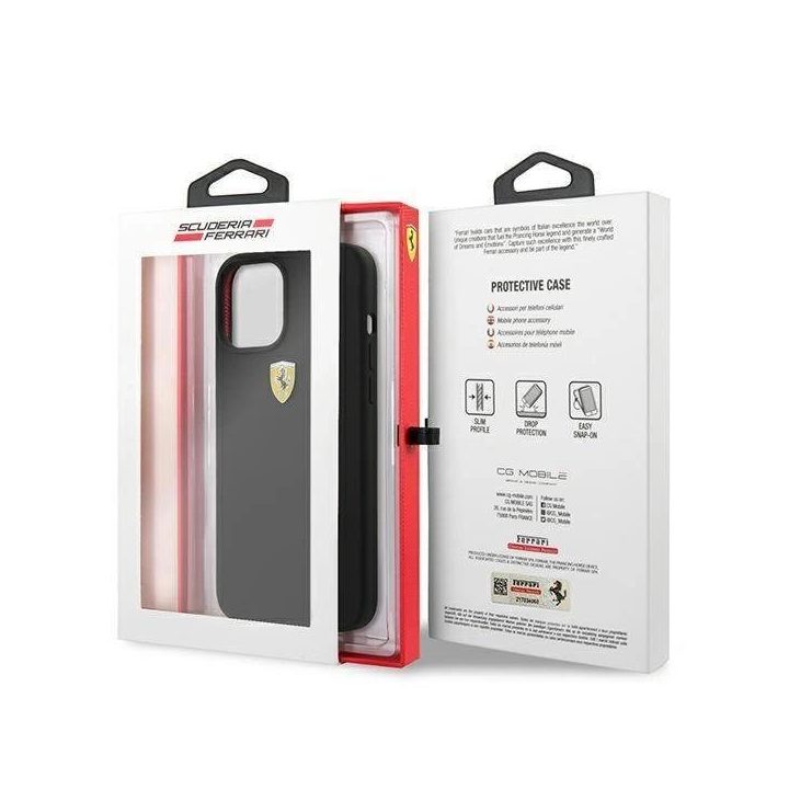 Ferrari FESSIHCP12LBK iPhone 12 Pro Max 6,7 juodos/juodos spalvos deklas On Track Silicone