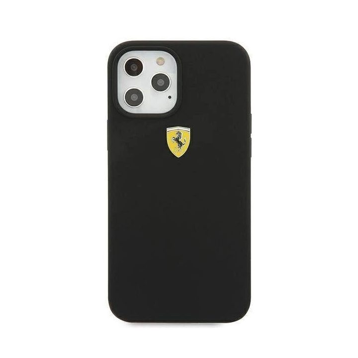Ferrari FESSIHCP12LBK iPhone 12 Pro Max 6,7 juodos/juodos spalvos deklas On Track Silicone