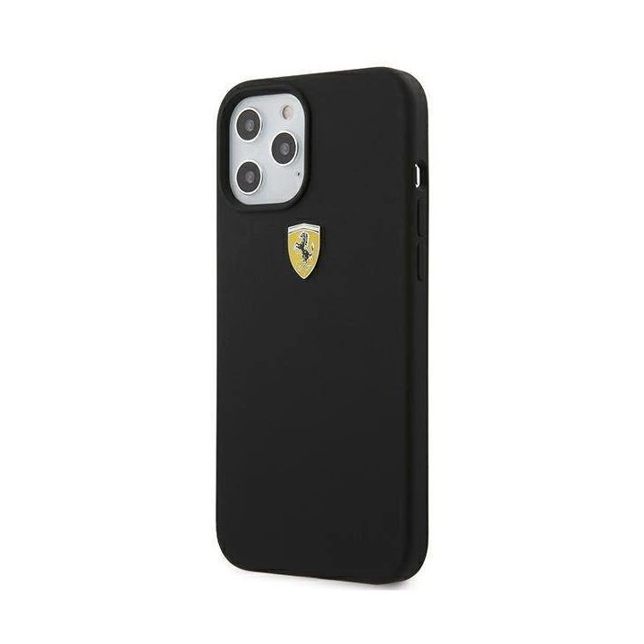 Ferrari FESSIHCP12LBK iPhone 12 Pro Max 6,7 juodos/juodos spalvos deklas On Track Silicone