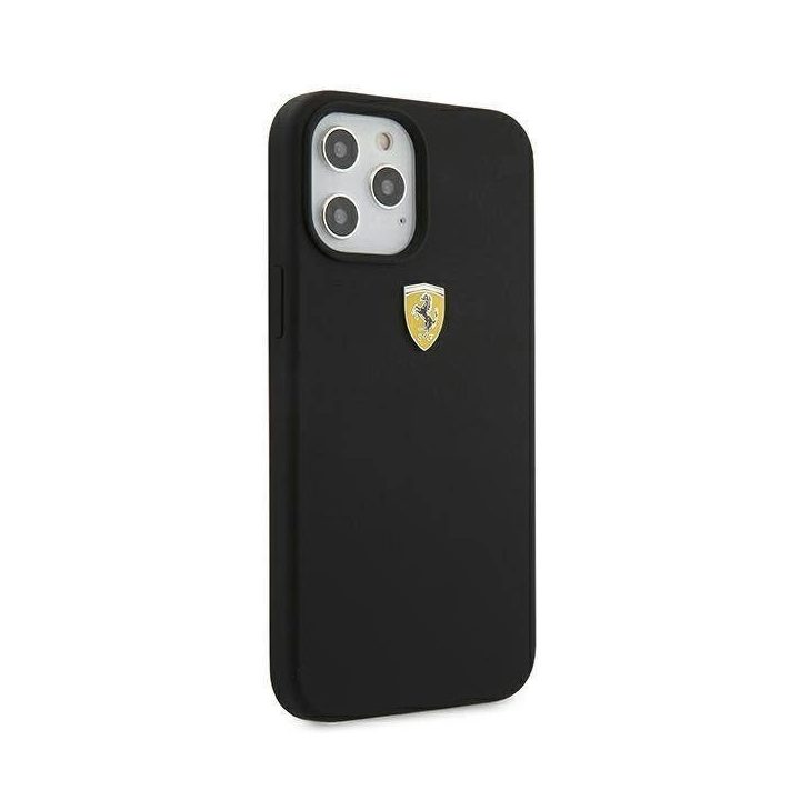 Ferrari FESSIHCP12LBK iPhone 12 Pro Max 6,7 juodos/juodos spalvos deklas On Track Silicone