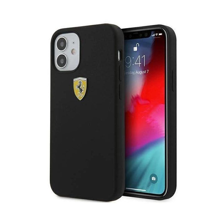 Ferrari FESSIHCP12SBK iPhone 12 mini 5,4 juodas/juodas deklas On Track silikoninis