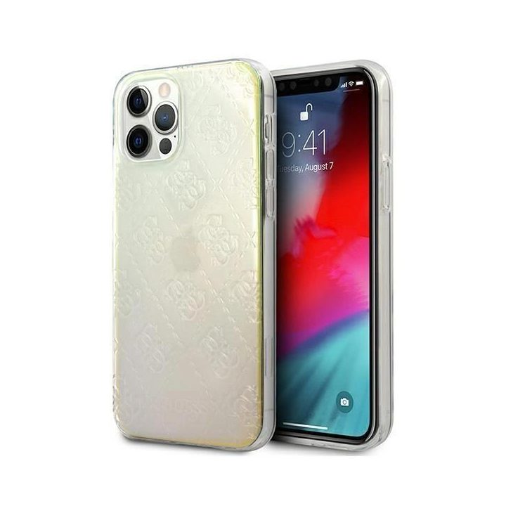 Guess GUHCP12M3D4GIRBL iPhone 12/12 Pro 6.1 vaivorykštinis/iridescentinis deklas 4G 3D Pattern Collection