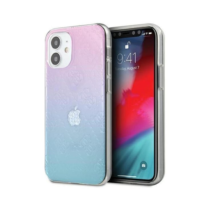 Guess GUHCP12S3D4GGBP iPhone 12 mini 5.4 mėlynai rožinis/mėlynai rožinis deklas 4G 3D Pattern Collection