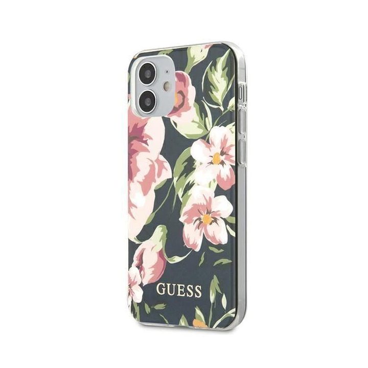 Guess GUHCP12SIMLFL03 iPhone 12 mini 5,4 tamsiai mėlynas/raudonas N°3 gėlių kolekcija