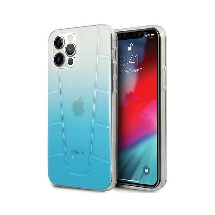 Mercedes MEHCP12MCLGBL iPhone 12/12 Pro 6,1 mėlynos spalvos deklas Transparent Line