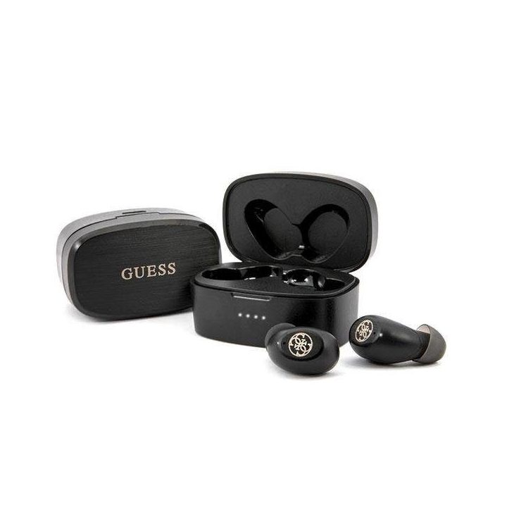 Guess GUTWSJL4GBK TWS Bluetooth ausinės + juoda/juoda 4G stotelė
