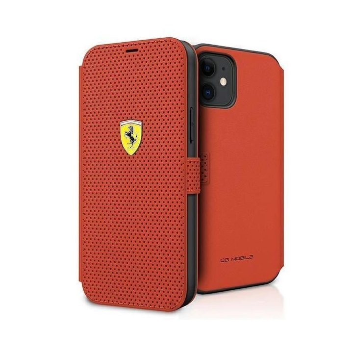 Ferrari FESPEFLBKP12SRE iPhone 12 mini 5,4 raudona/raudona knyga On Track su perforacija