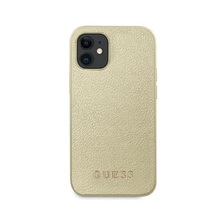 Guess GUHCP12SIGLGO iPhone 12 mini 5,4 aukso/aukso spalvos deklas Iridescent