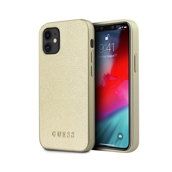 Guess GUHCP12SIGLGO iPhone 12 mini 5,4 aukso/aukso spalvos deklas Iridescent