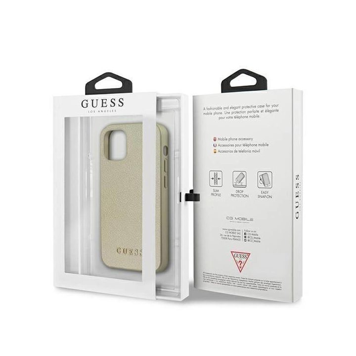 Guess GUHCP12SIGLGO iPhone 12 mini 5,4 aukso/aukso spalvos deklas Iridescent