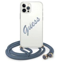 Guess GUHCP12LCRTVSBL iPhone 12 Pro Max 6,7 mėlynos/mėlynos spalvos deklas Script Vintage