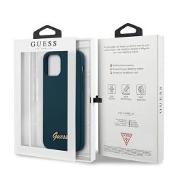 Guess GUHCP12LLSLMGBL iPhone 12 Pro Max 6,7 mėlynos/mėlynos spalvos deklas Metalinis logotipas Script