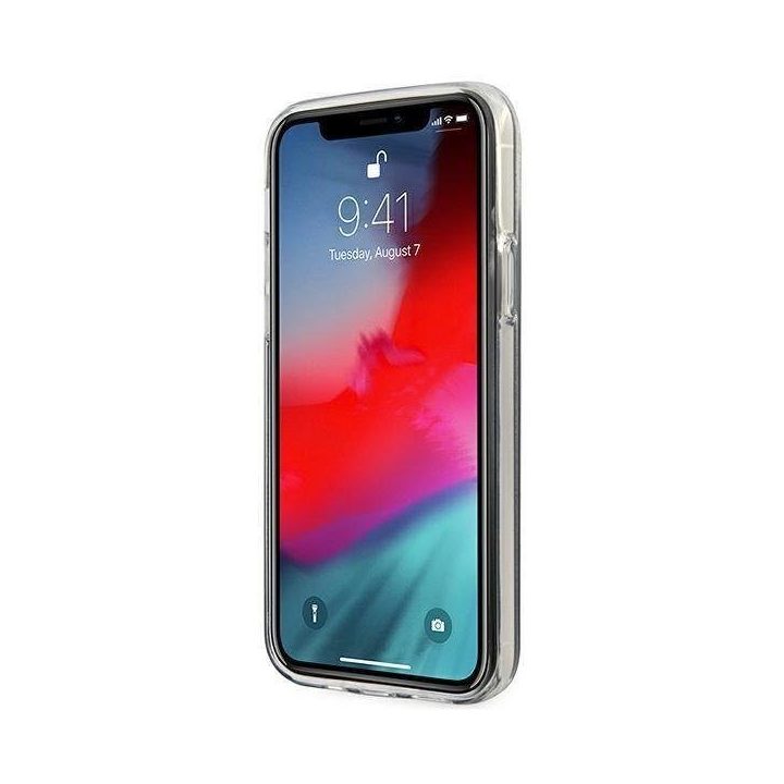 Guess GUHCP12LPCUGLSBK iPhone 12 Pro Max 6,7 juodos/juodos spalvos deklas Glitter Gradient Script