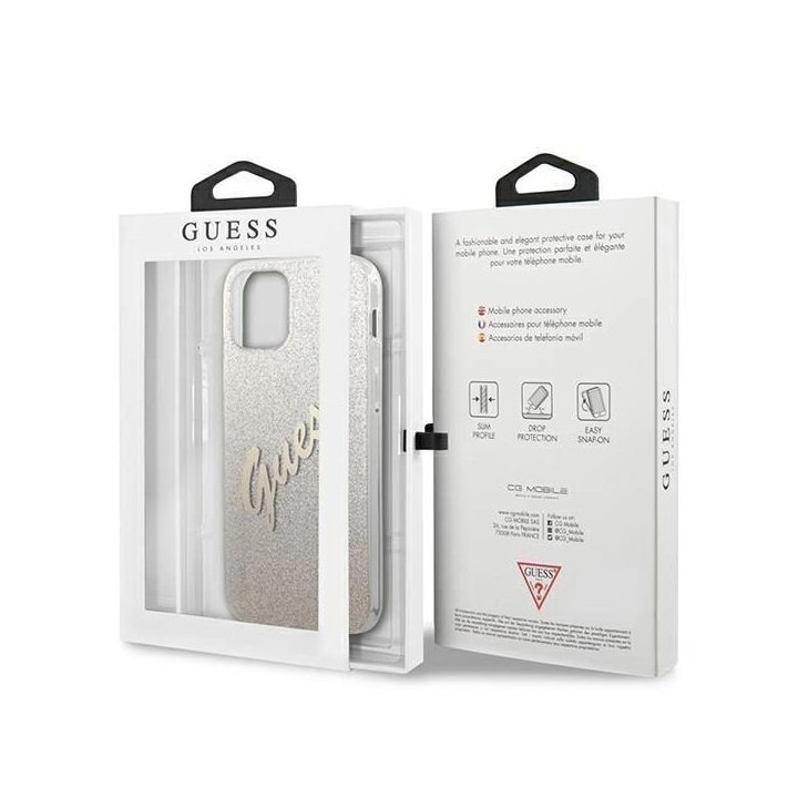 Guess GUHCP12LPCUGLSGO iPhone 12 Pro Max 6,7 aukso/aukso spalvos deklas Glitter Gradient Script