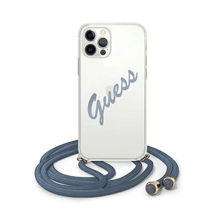 Guess GUHCP12MCRTVSBL iPhone 12/12 Pro 6,1 mėlynos/mėlynos spalvos deklas Script Vintage