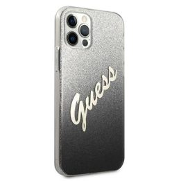 Guess GUHCP12MPCUGLSBK iPhone 12/12 Pro 6.1 juodos/juodos spalvos deklas Glitter Gradient Script