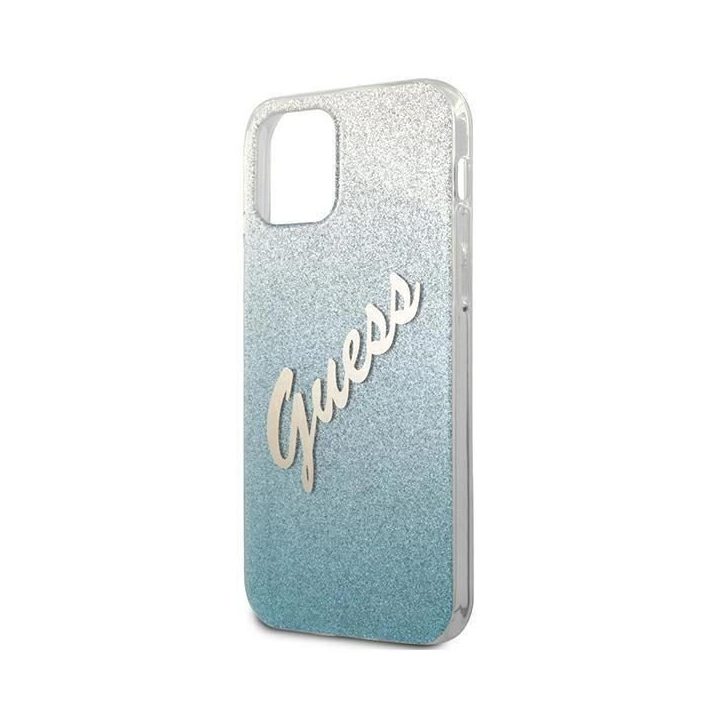 Guess GUHCP12MPCUGLSBL iPhone 12/12 Pro 6.1 mėlynos/mėlynos spalvos deklas Glitter Gradient Script