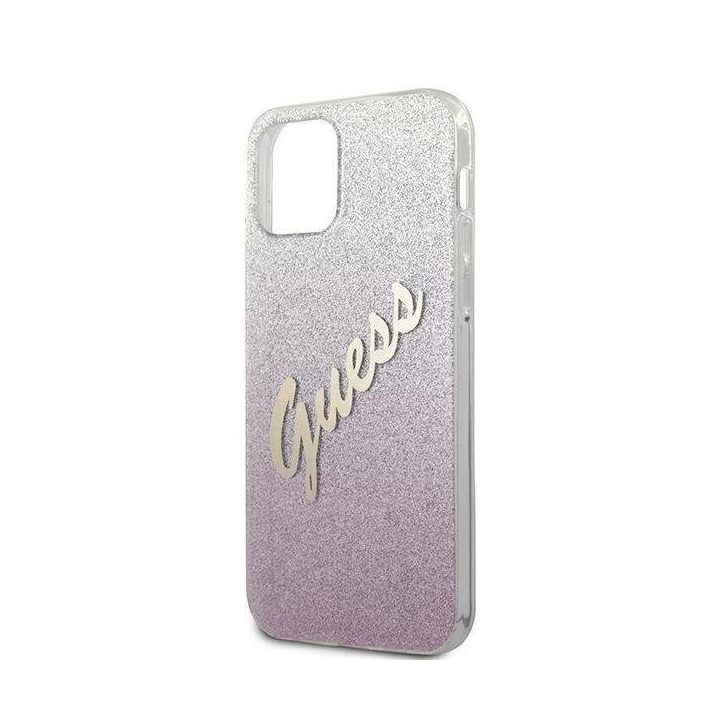 Guess GUHCP12MPCUGLSPI iPhone 12/12 Pro 6.1 rausvas/rožinis deklas Glitter Gradient Script