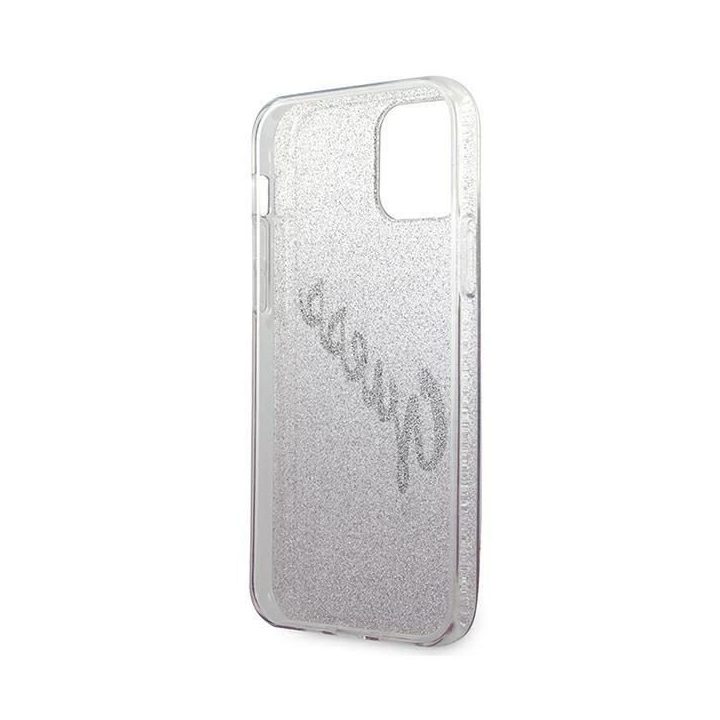 Guess GUHCP12SPCUGLSPI iPhone 12 mini 5,4 rožinės/rožinės spalvos deklas Glitter Gradient Script