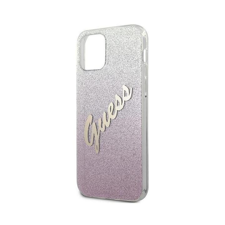 Guess GUHCP12SPCUGLSPI iPhone 12 mini 5,4 rožinės/rožinės spalvos deklas Glitter Gradient Script
