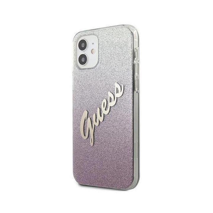 Guess GUHCP12SPCUGLSPI iPhone 12 mini 5,4 rožinės/rožinės spalvos deklas Glitter Gradient Script
